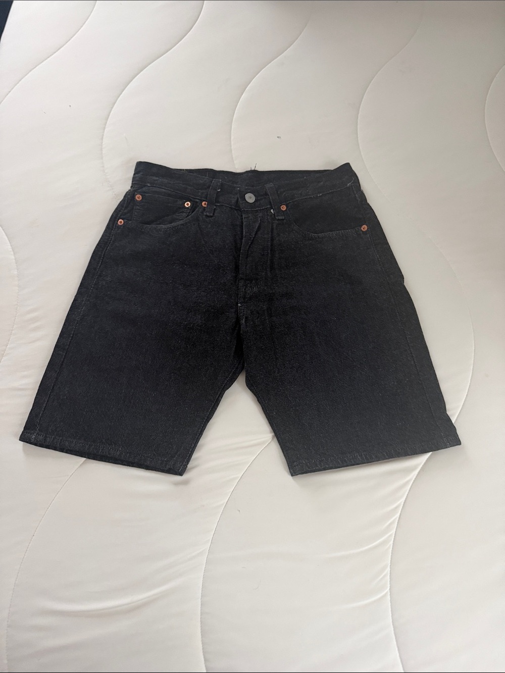 Levi's Black Denim Jean Shorts with Copper Rivets